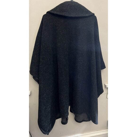 Free People Women’s One Size Black Grey Sleeveless Shoulder Cardigan Cape Boho - Picture 4 of 8